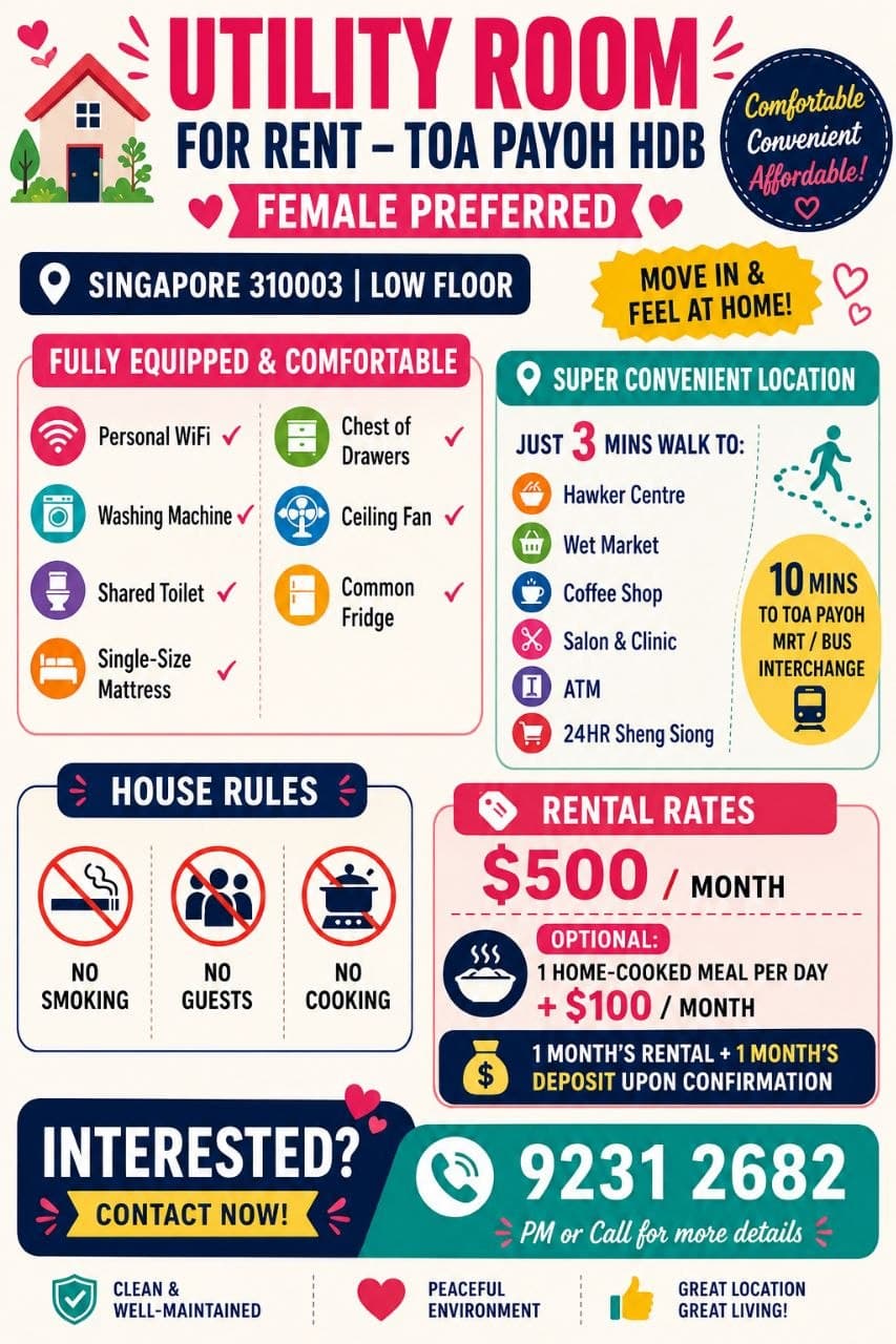 HDB ROOM in D13 Macpherson