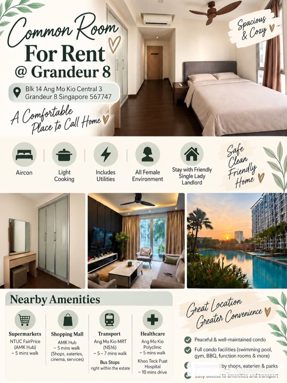 [Room wanted] Condo Room · D20 Ang Mo Kio — Budget S$1300
